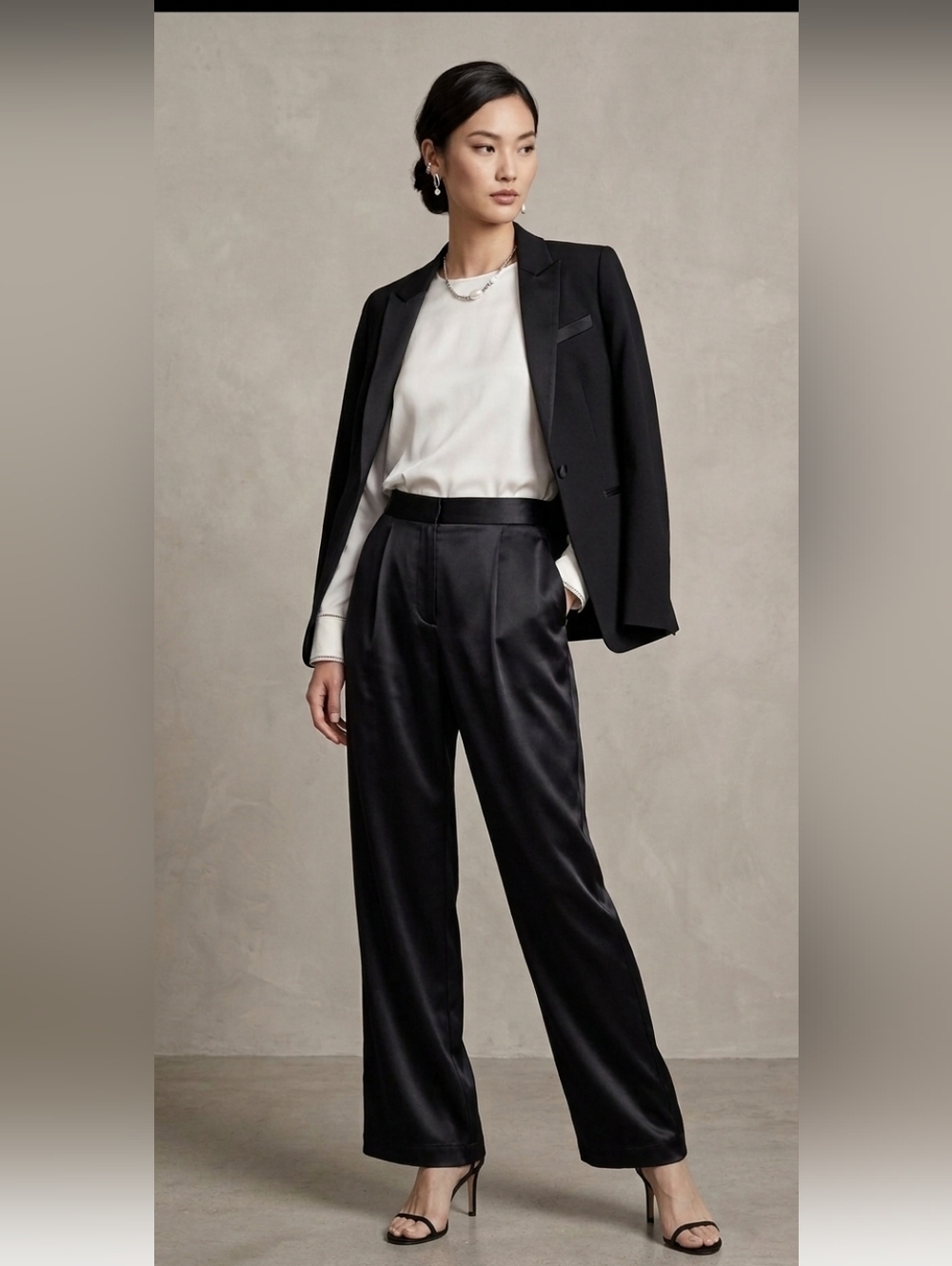 Jason Wu Black Wide-Leg Satin Pants